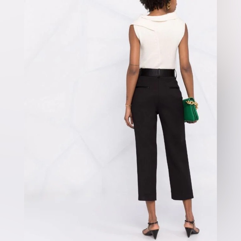 KHAITE Cropped Straight Leg Trousers- Black NWT 8